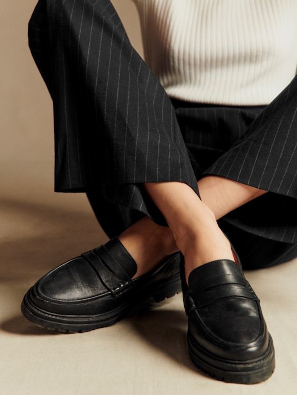 Sezane ALBANE LOAFERS Black Smooth Bovine Leather Size 36